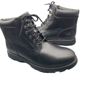 UGG Mens Boots Stenton Waterproof Leather Black Lace Up Workboots US 13 New
